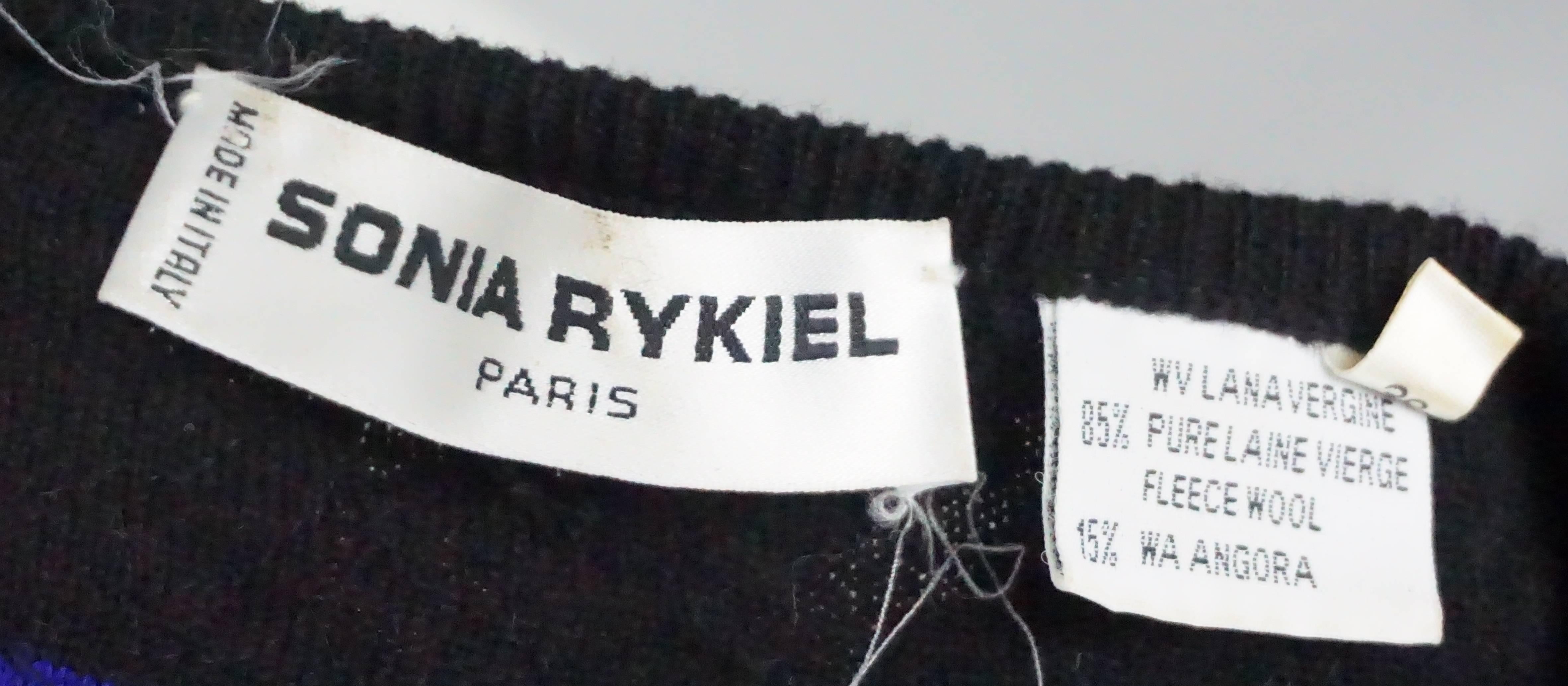 Sonia Rykiel Blue and Black Striped Sequin Crop Sweater - 38 - Circa 80 ...