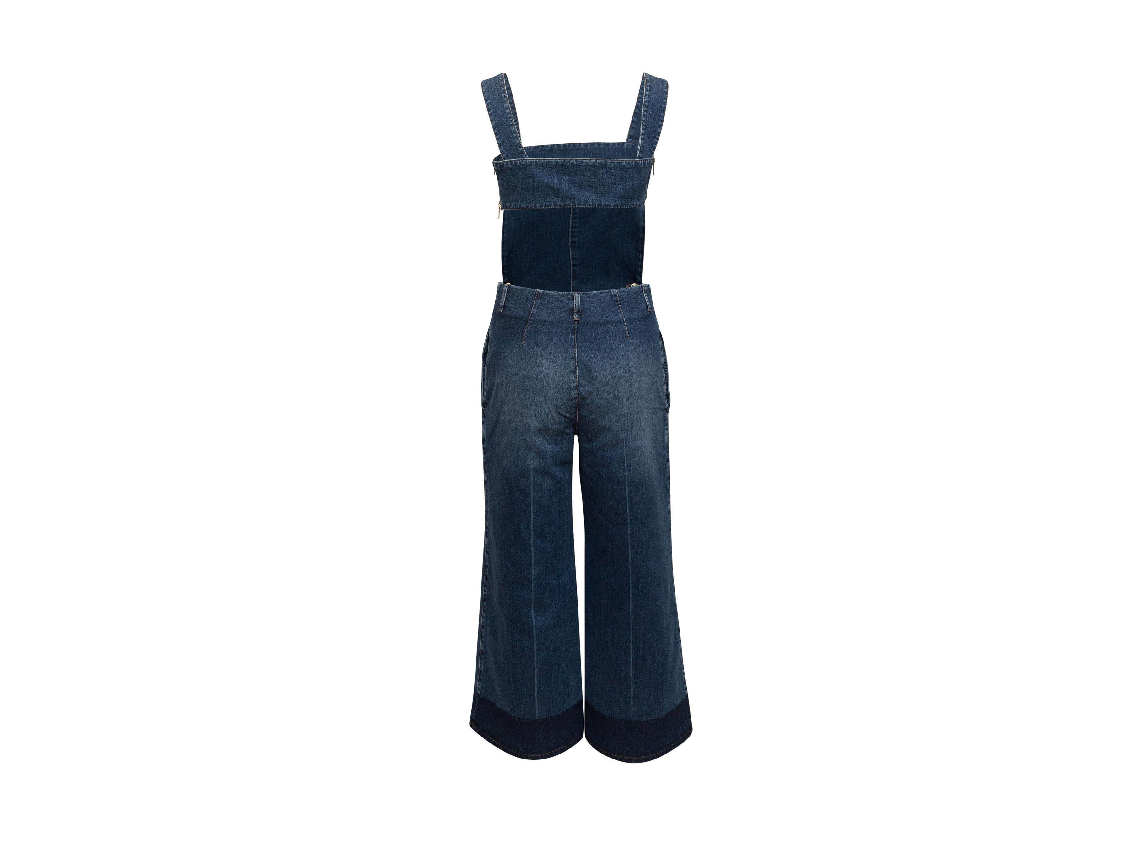 Sonia Rykiel Blue Denim Open Back Overalls 1