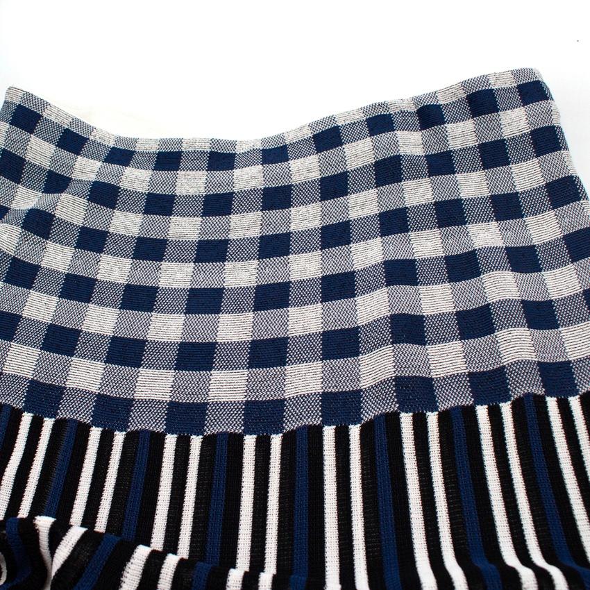 Black Sonia Rykiel Blue & White Striped Check Maxi Skirt Size M