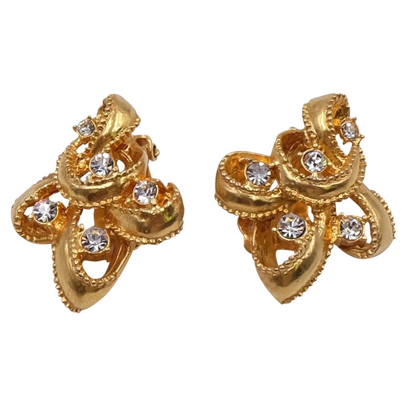 Sonia Rykiel  Bow Rhinestones Vintage Earrings 1980's