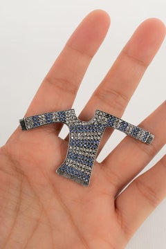 Sonia Rykiel Brooch in Silver Metal and Rhinestone