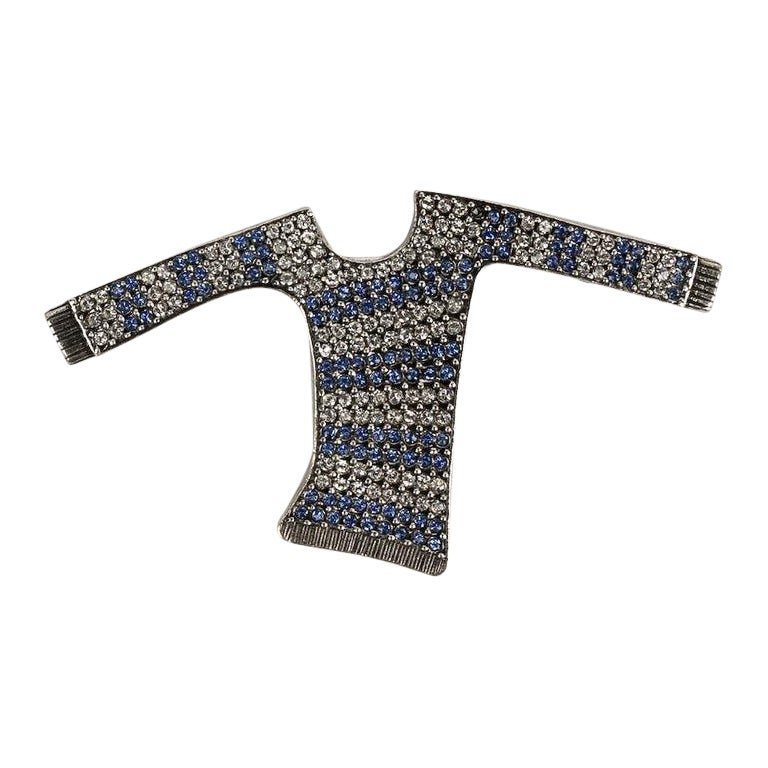 Broche Sonia Rykiel en métal argenté et strass