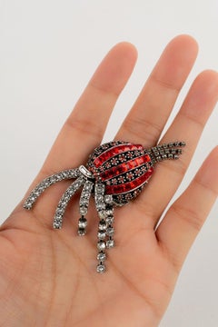 Sonia Rykiel Brooch in Silver Metal with Rhinestones