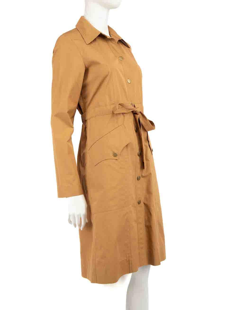 CONDITION is Very good. Hardly any visible wear to dress is evident on this used Sonia Rykiel designer resale item.
 
 Details
 Brown
 Cotton
 Shirt dress
 Midi length
 Front button up closure
 Collared
 Long sleeves
 Tie strap belted
 2x Front side