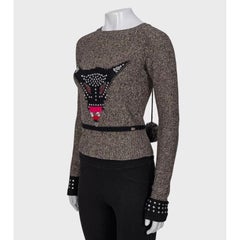 Sonia Rykiel Brown Crystal Embellished Wool Cashmere Sweater Sz.36