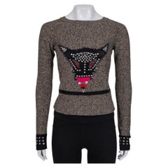 Sonia Rykiel Brown Crystal Embellished Wool Cashmere Sweater Sz.36
