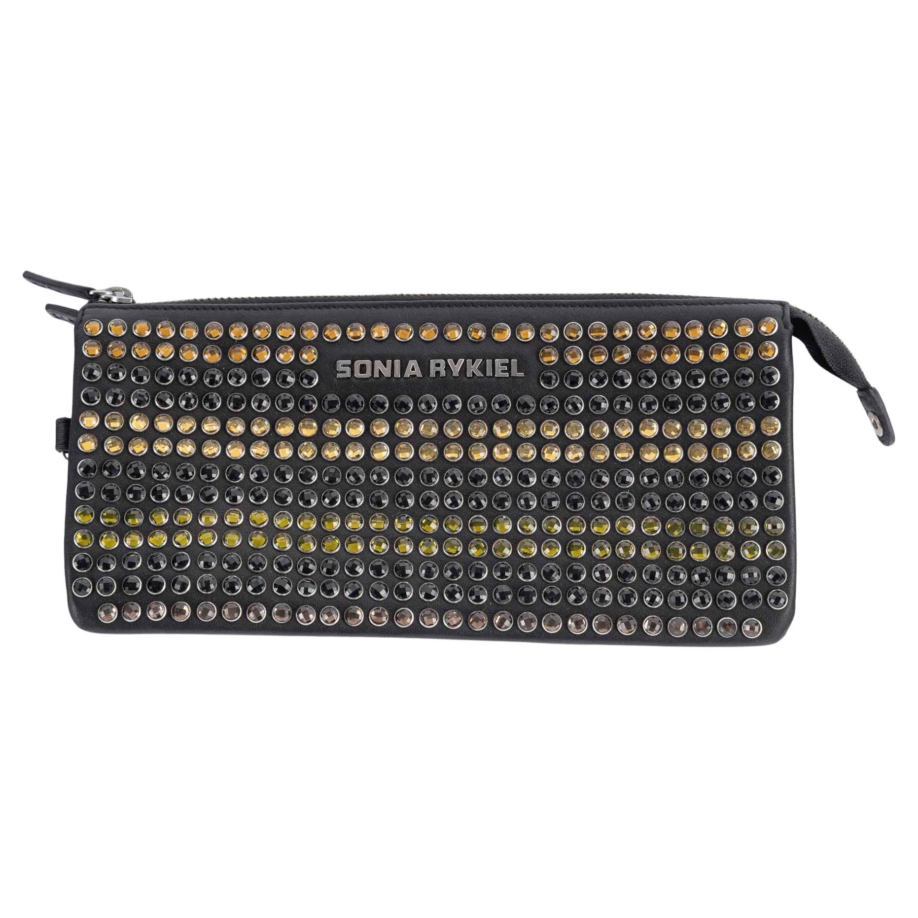 Pochette Sonia Rykiel, in pelle tempestata di strass. in vendita