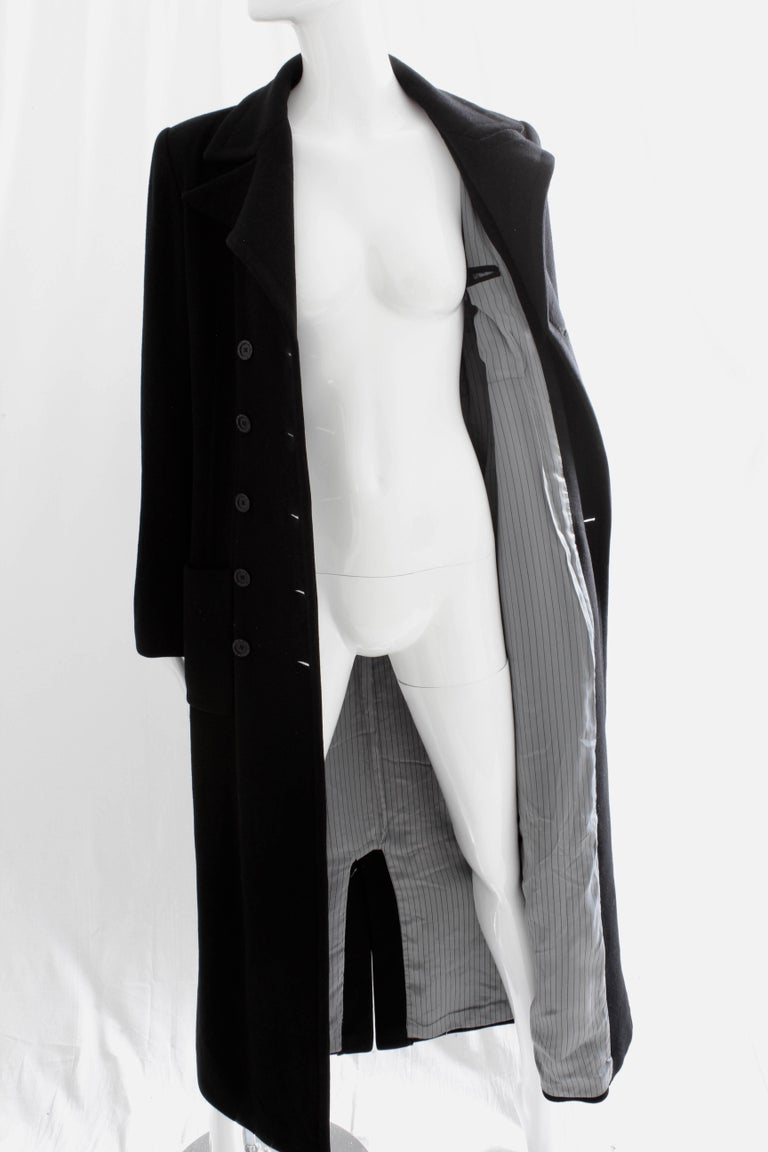 Sonia Rykiel Coat Black Cashmere Double Breasted Long Trench Style Sz 38 Vintage For Sale 6