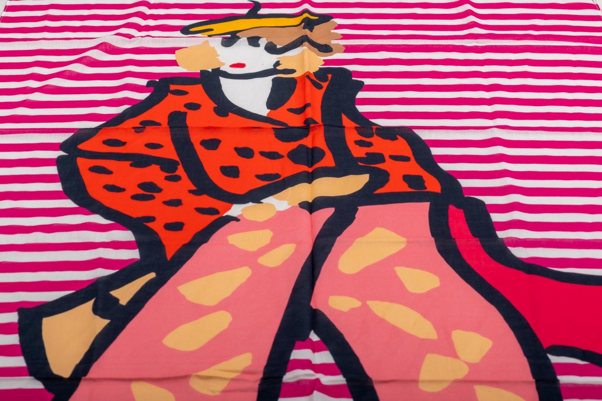 Sonia Rykiel Cotton Figurine Scarf In Excellent Condition For Sale In West Hollywood, CA