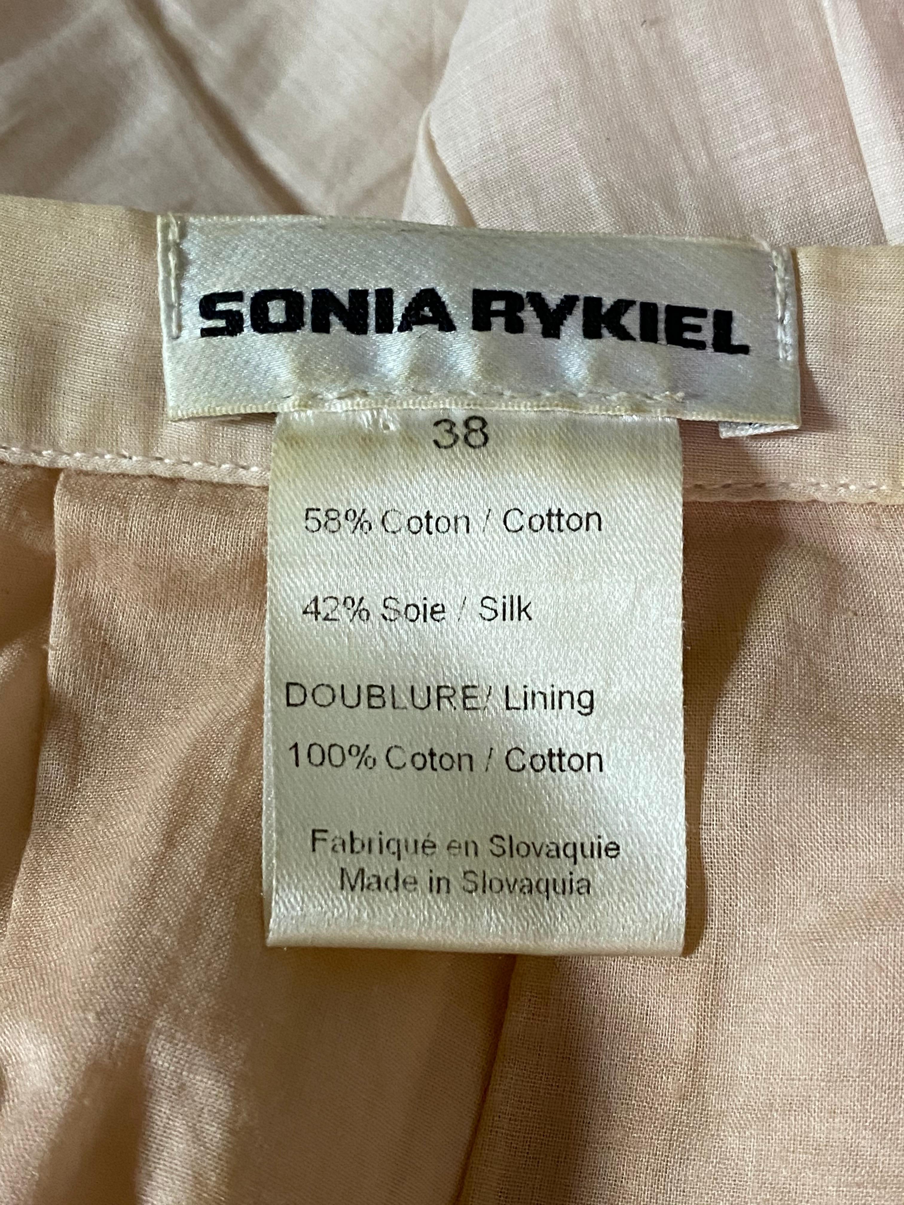 Sonia Rykiel Cream/ Ivory Cotton Ruffled Skirt, Size  38 In Excellent Condition For Sale In Beverly Hills, CA