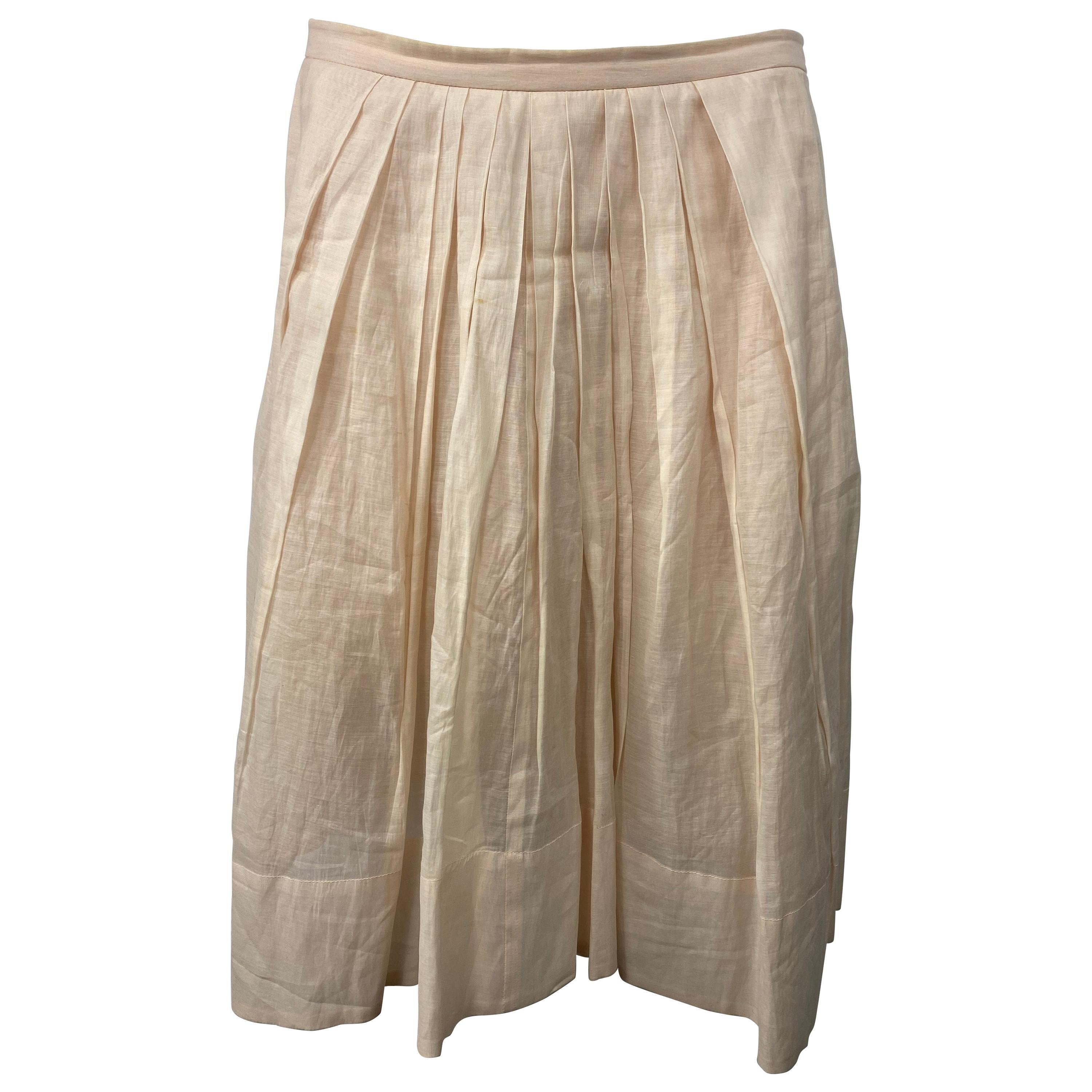 Sonia Rykiel Cream/ Ivory Cotton Ruffled Skirt, Size  38 For Sale
