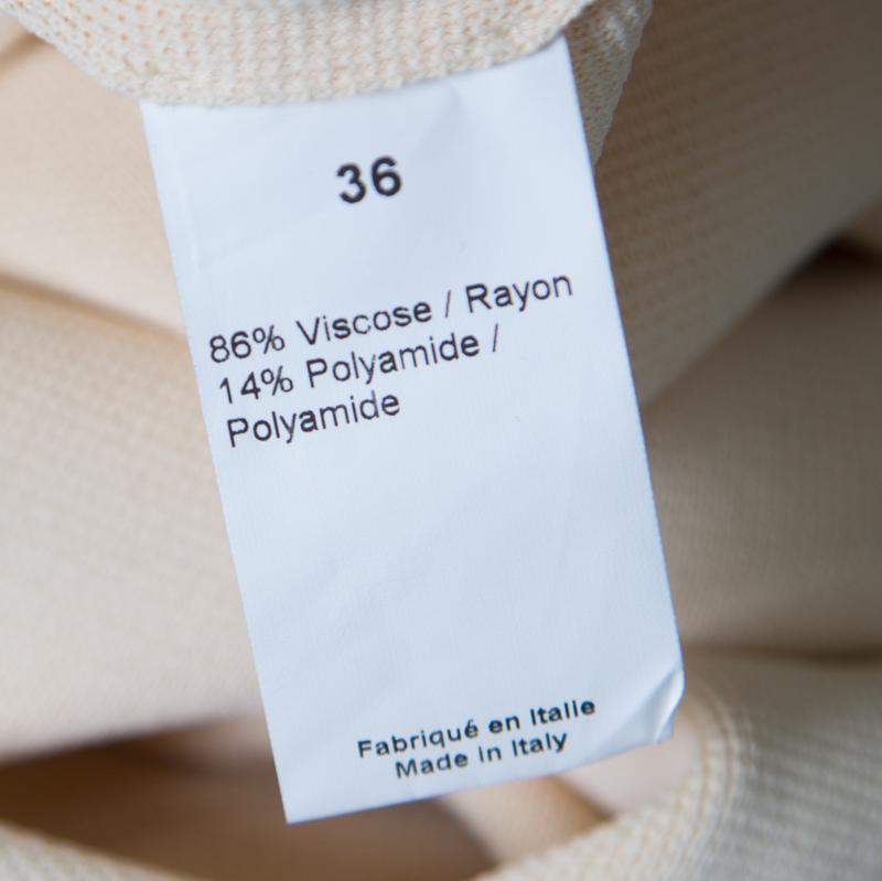 Sonia Rykiel Cream Knit Contrast Hem Detail Midi Skirt S 1