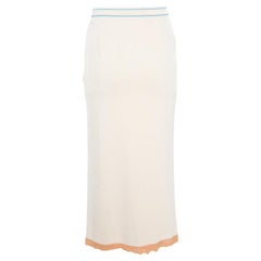 Sonia Rykiel - Jupe midi en tricot crème avec ourlet contrasté et détails à ourlet, taille S