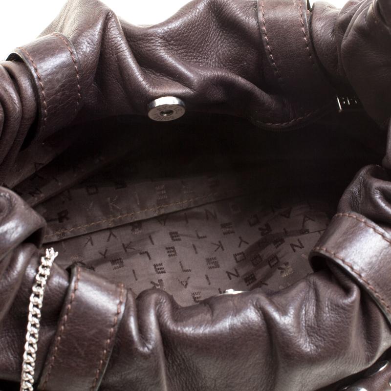 Sonia Rykiel Dark Brown Leather Studded Satchel For Sale 2