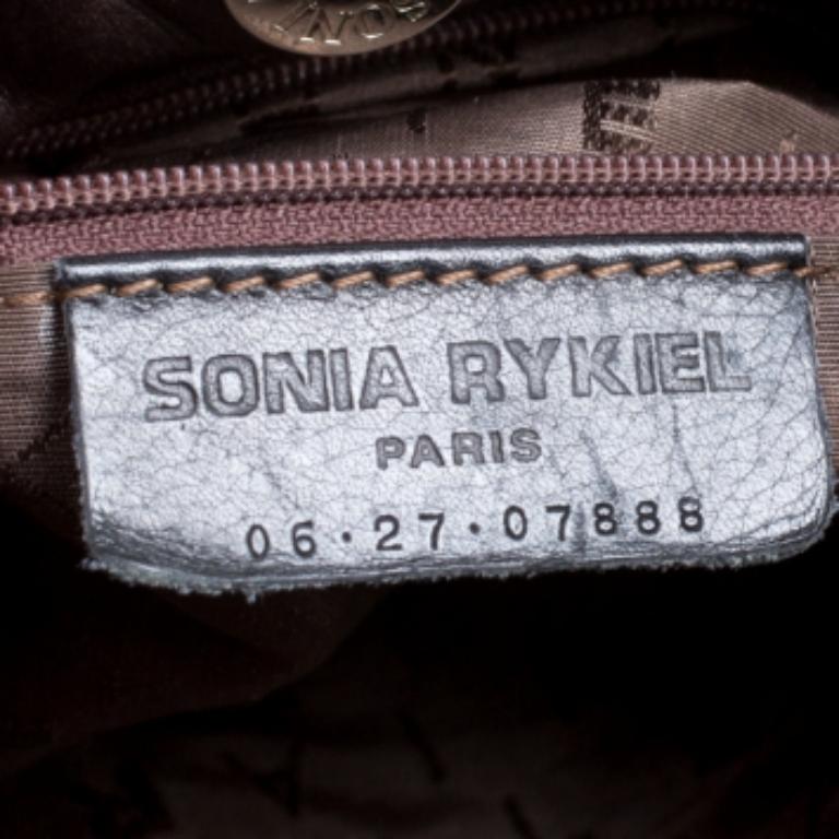 Sonia Rykiel Cartera de piel marrón oscuro con tachuelas Negro en venta