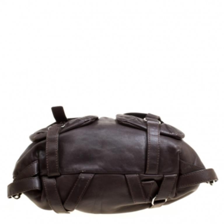 Sonia Rykiel Cartera de piel marrón oscuro con tachuelas en venta 2