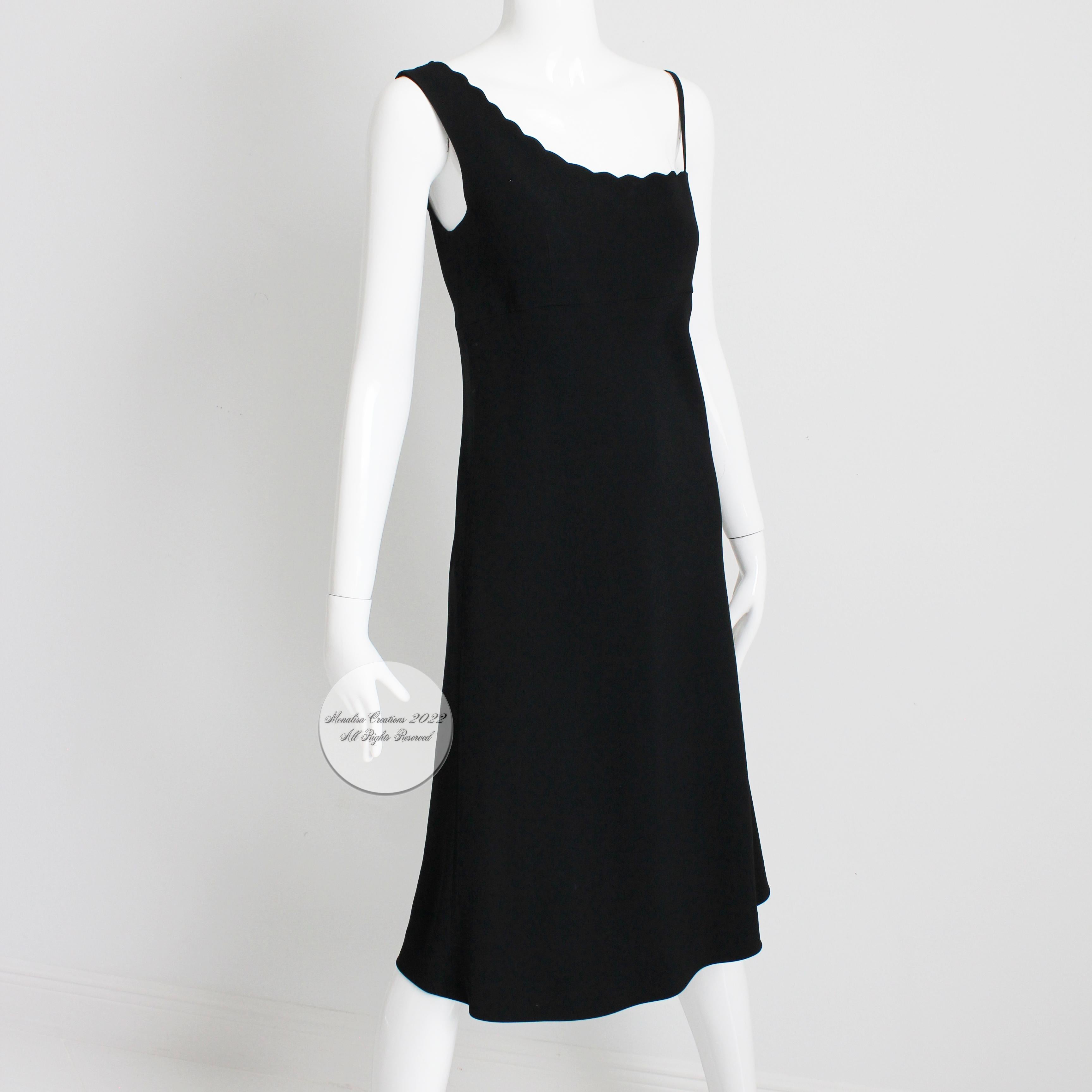 Sonia Rykiel Dress One Shoulder Scallop Collar Little Black Dress Vintage 90s  1