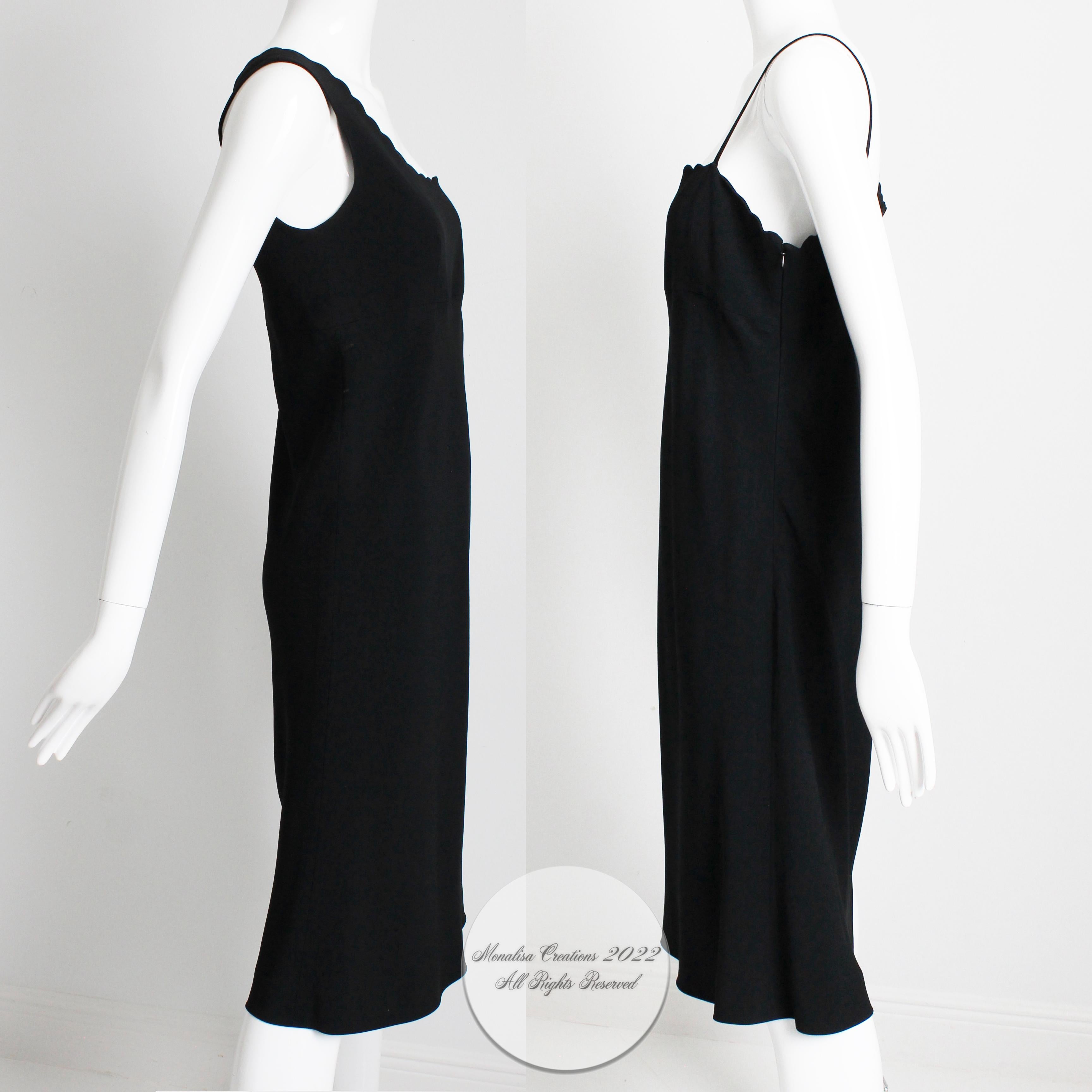 Sonia Rykiel Dress One Shoulder Scallop Collar Little Black Dress Vintage 90s  2