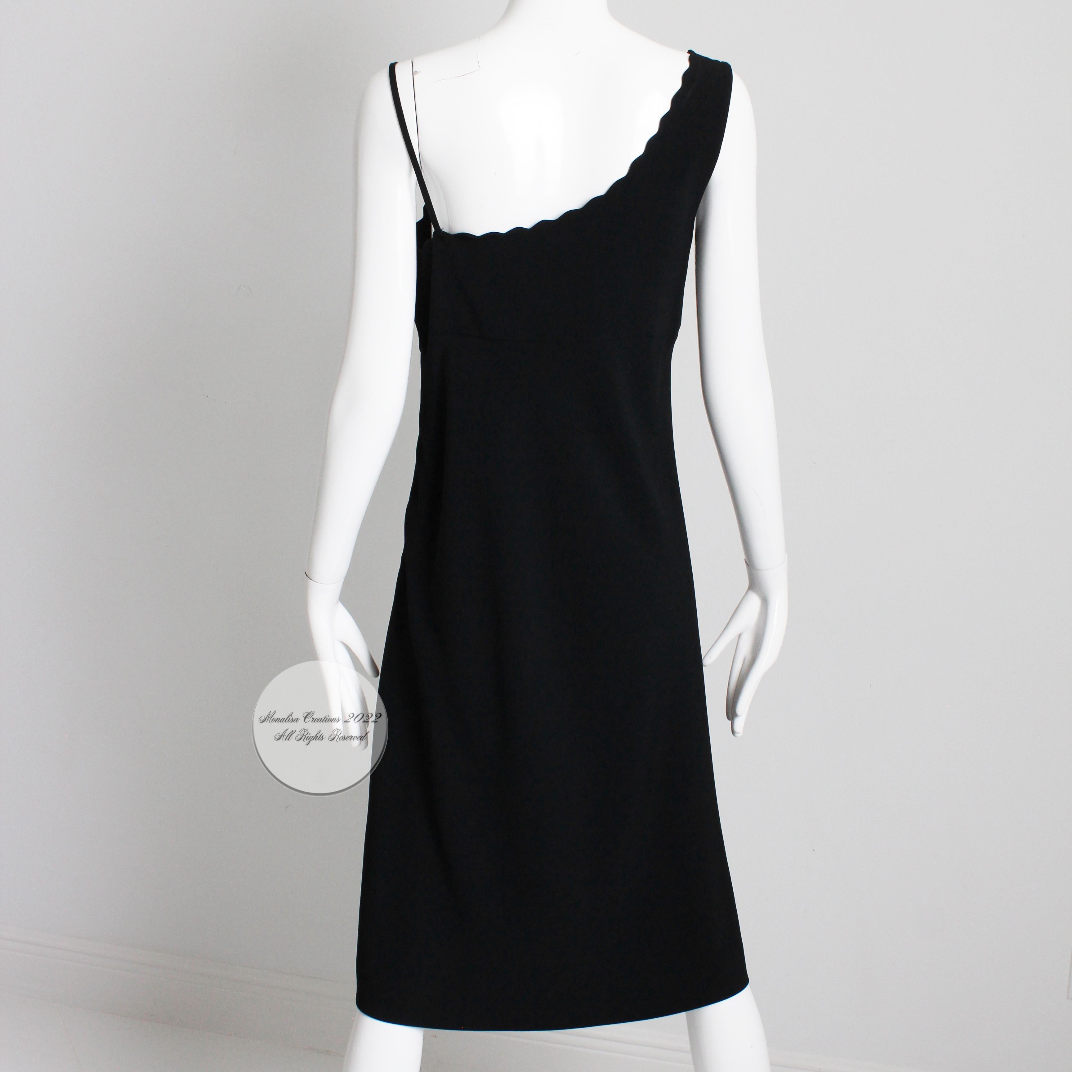 Sonia Rykiel Dress One Shoulder Scallop Collar Little Black Dress Vintage 90s  3