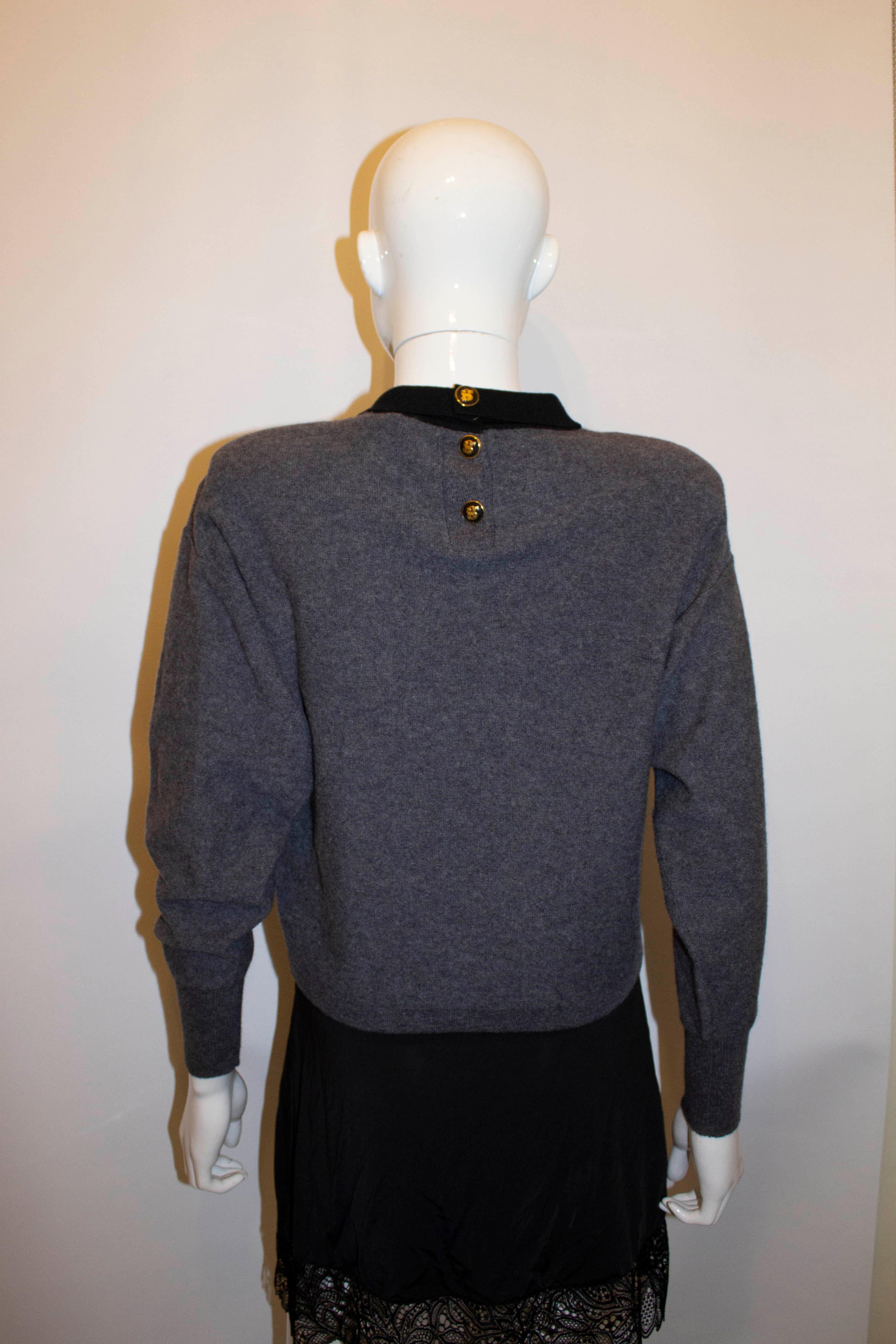 Sonia Rykiel for Bergdorf Goodman Grey and Black Jumper.  In Good Condition For Sale In London, GB