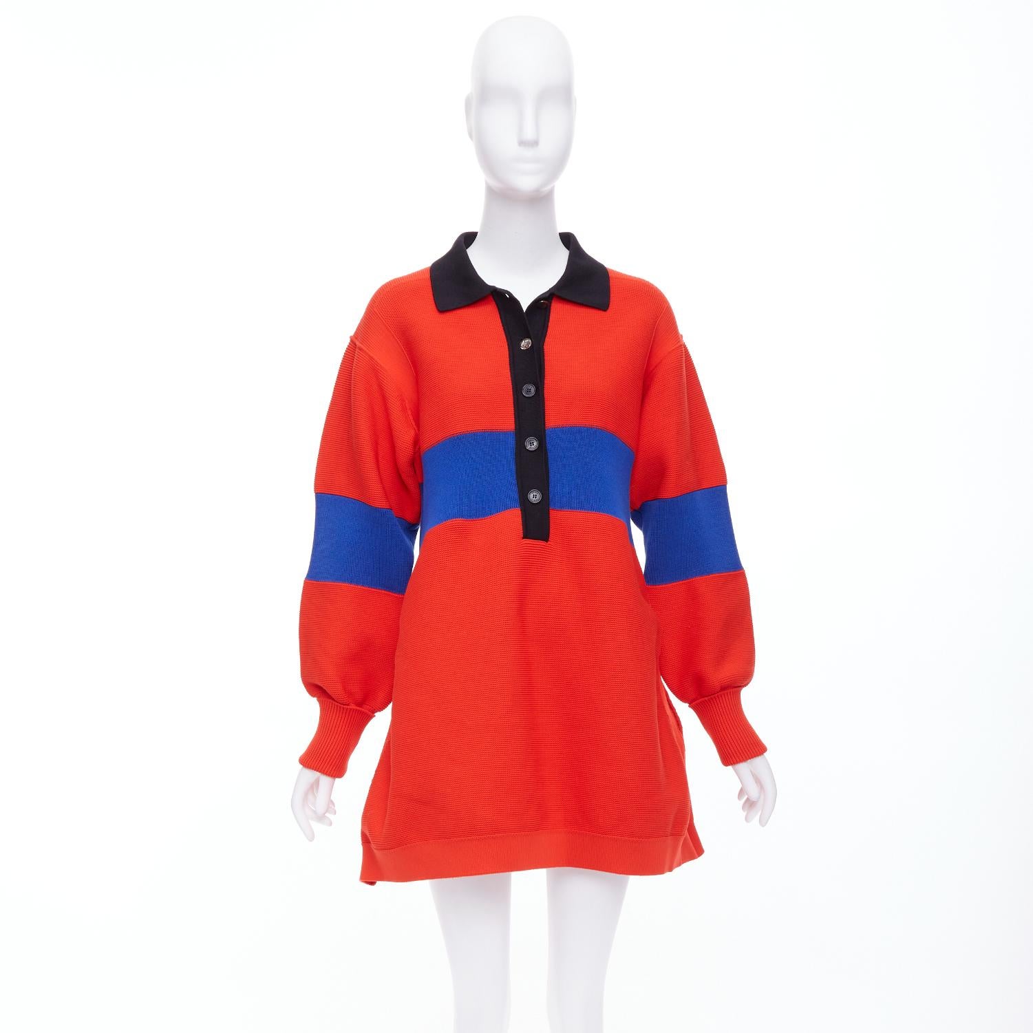 SONIA RYKIEL Forever Saint Germain red blue knitted sweater dress  M 4