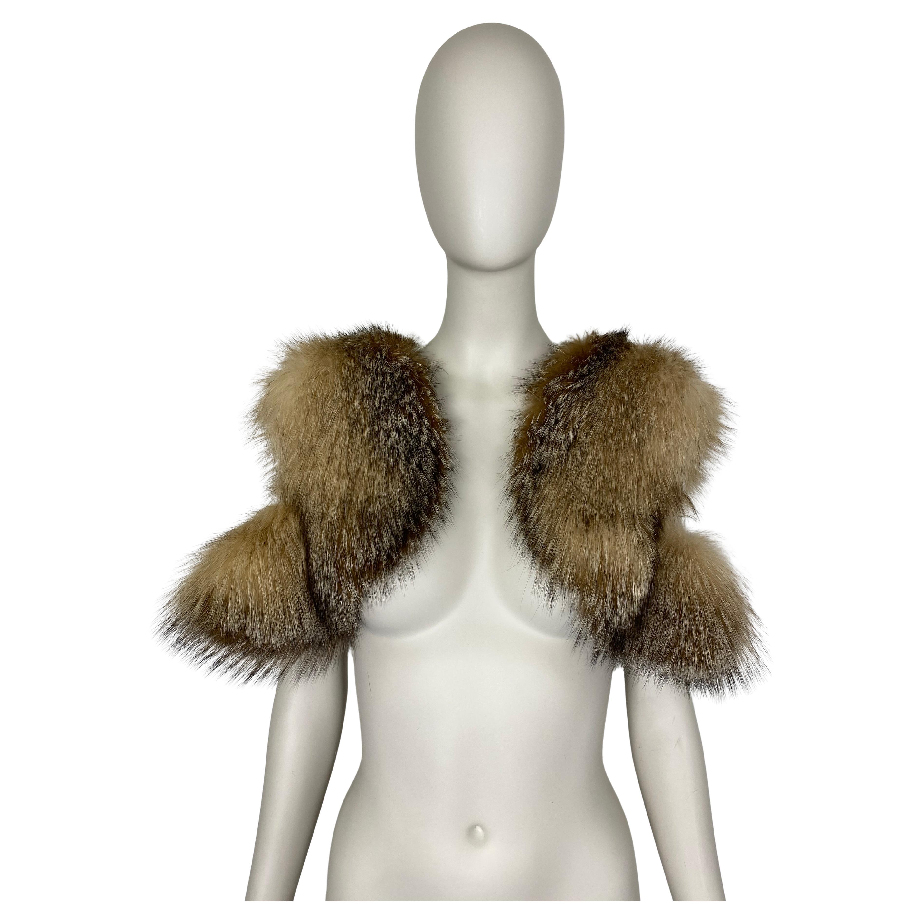 SONIA RYKIEL Fox Fur Cropped Gilet Vintage For Sale