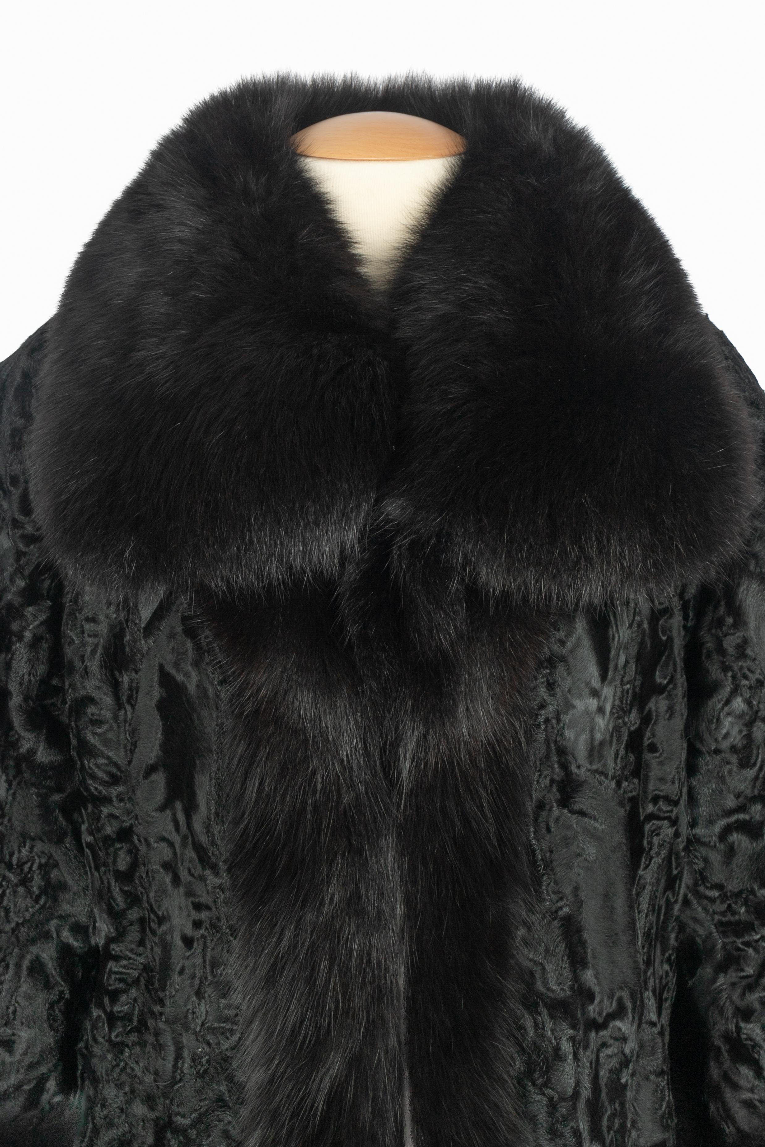 Nero Cappotto di pelliccia Sonia Rykiel in vendita