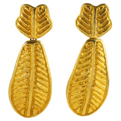 Sonia Rykiel Orecchini a clip con penzoloni floreali dorati e design a palmette