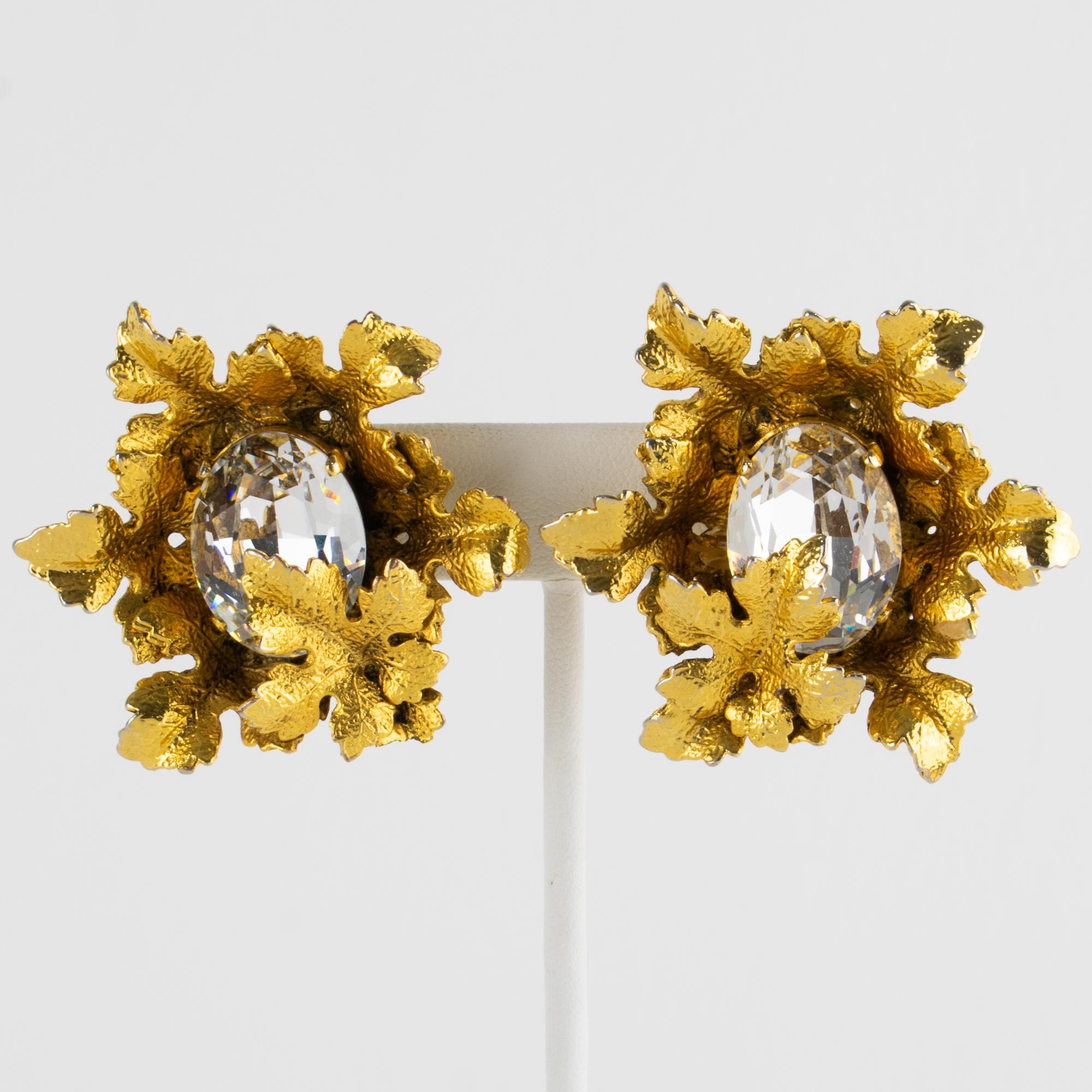 Sonia Rykiel - Boucles d'oreilles à clip en forme de feuilles en métal doré Unisexe en vente