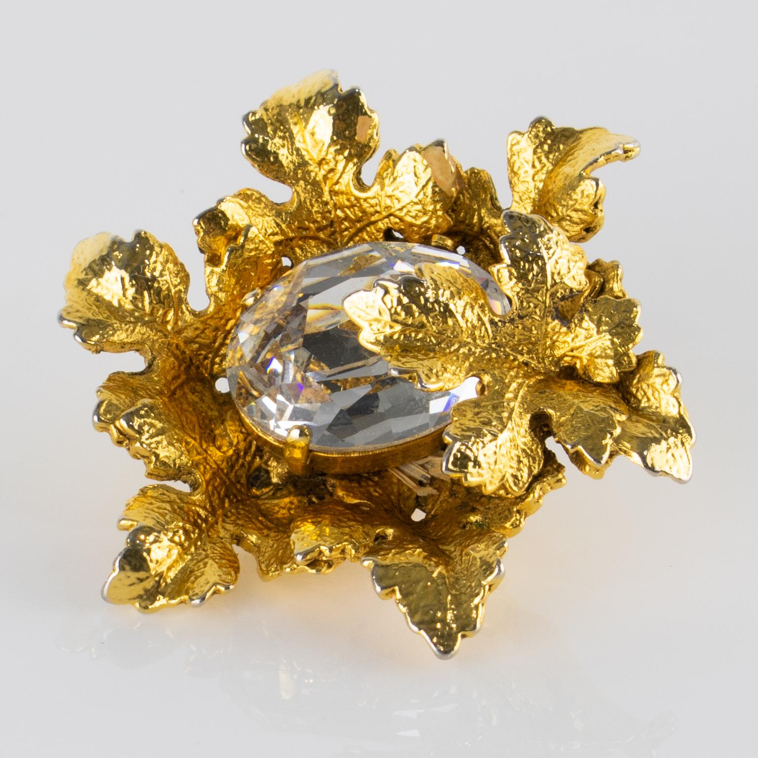 Sonia Rykiel - Boucles d'oreilles à clip en forme de feuilles en métal doré en vente 4