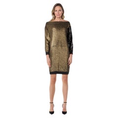 Sonia Rykiel Gold Metallic & Sequinned Dress Size M