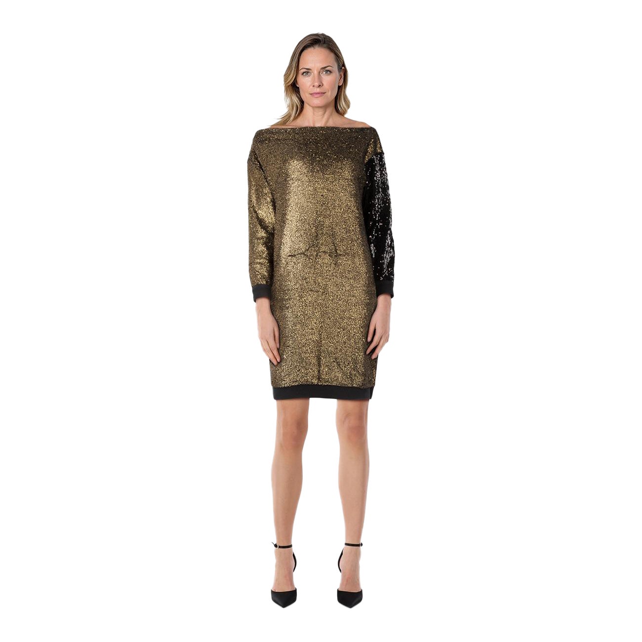 Sonia Rykiel Gold Metallic & Sequinned Dress Size M