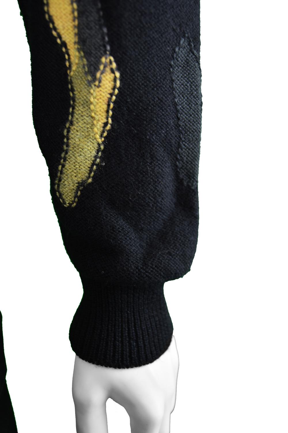 Sonia Rykiel Homme Vintage Mens Black Wool Multicoloured Camouflage Sweater For Sale 4