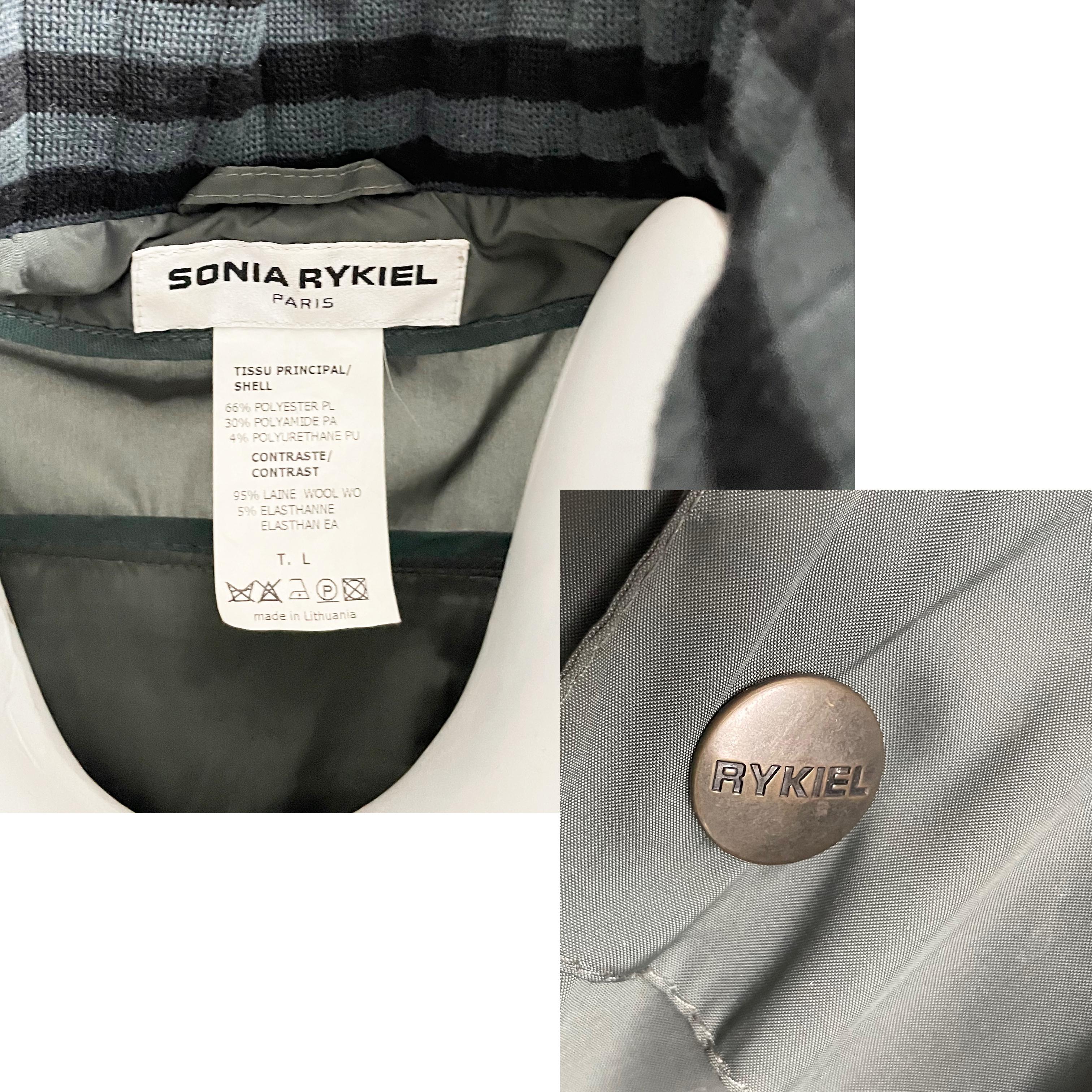 Sonia Rykiel Hooded Rain Coat Striped Wool Collar & Sleeve Cuffs Vintage 1990s For Sale 10