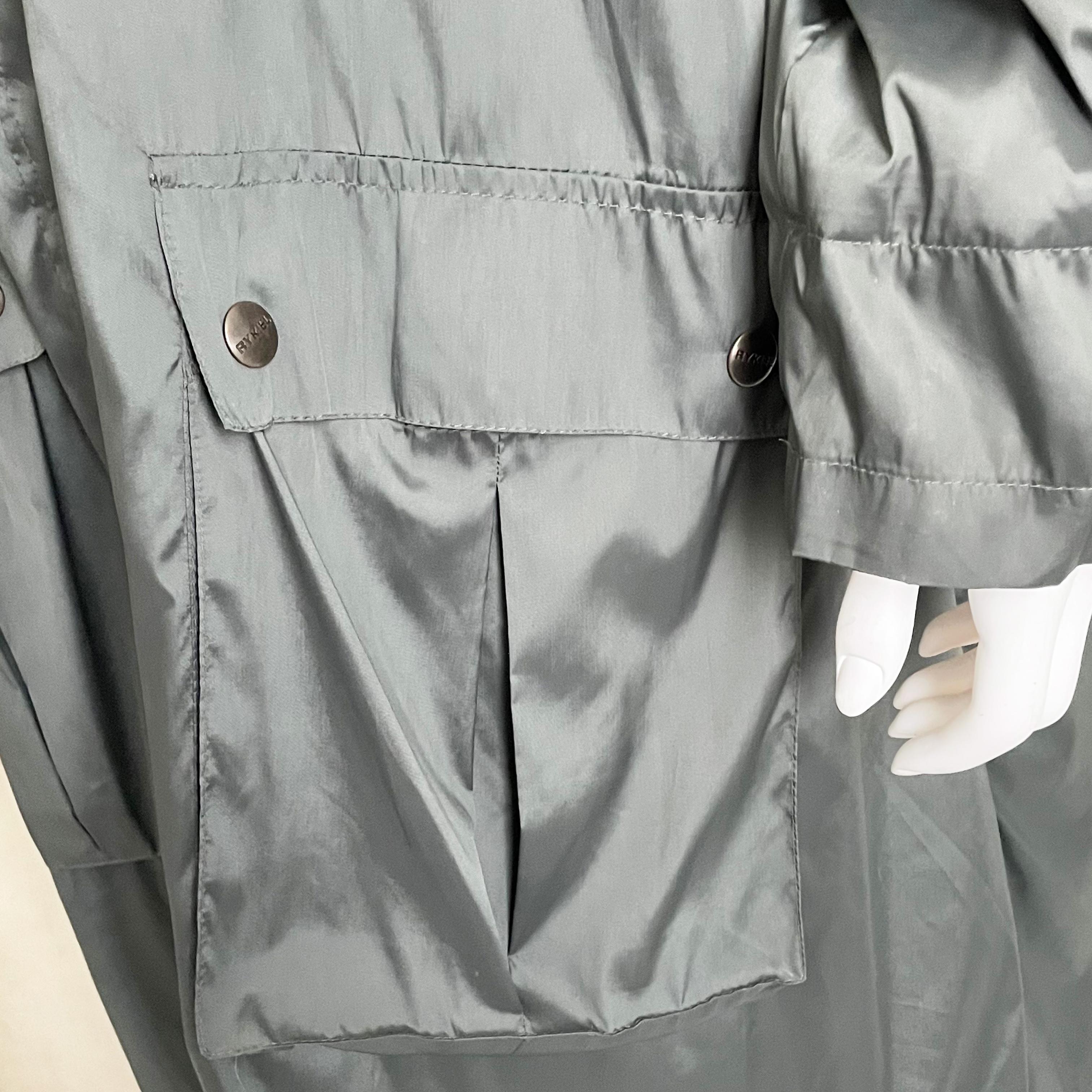 Manteau de pluie à capuche, col et manches en laine rayé Sonia Rykiel, années 1990 en vente 11
