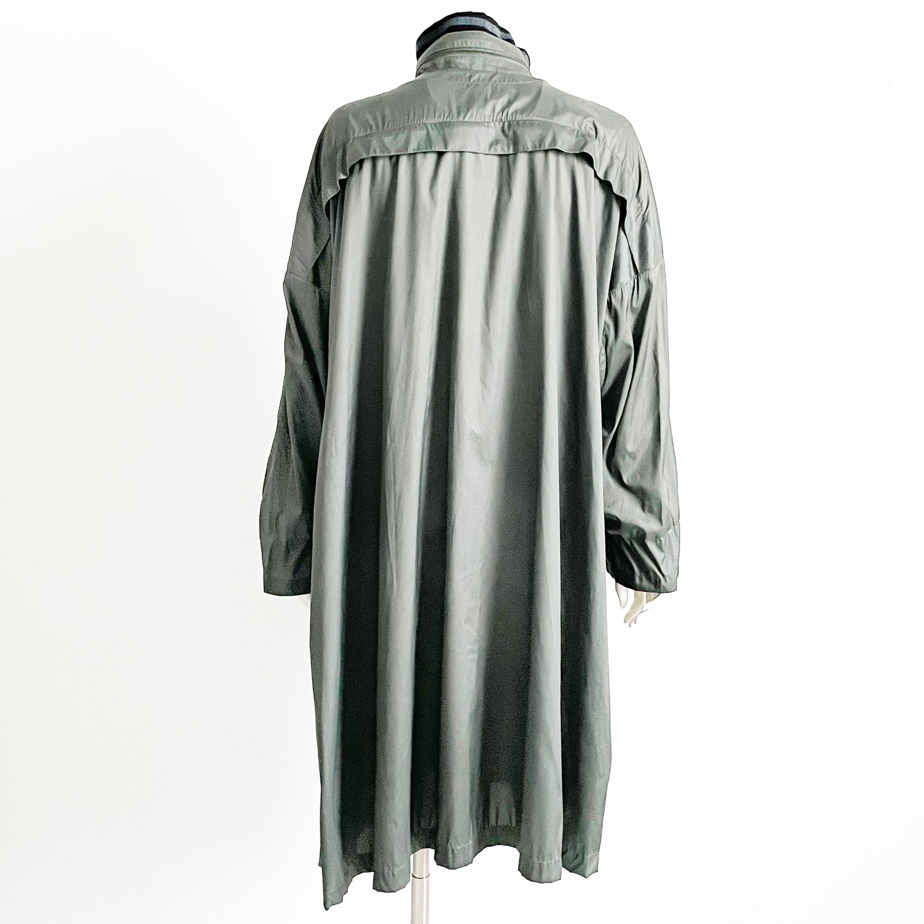 Manteau de pluie à capuche, col et manches en laine rayé Sonia Rykiel, années 1990 en vente 4