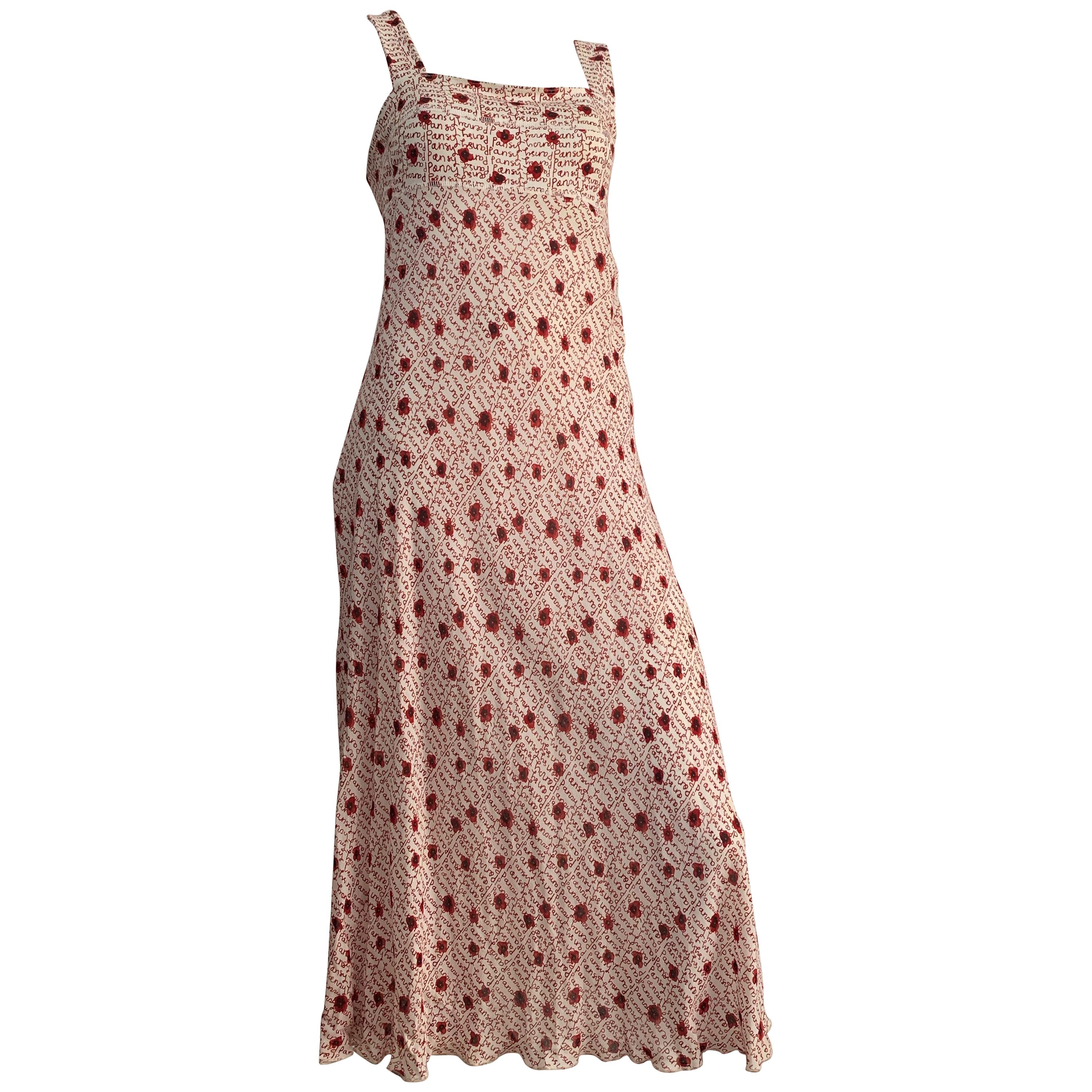 Sonia Rykiel Inscription 1989 Pansy Casual Day Dress Size 4. For Sale
