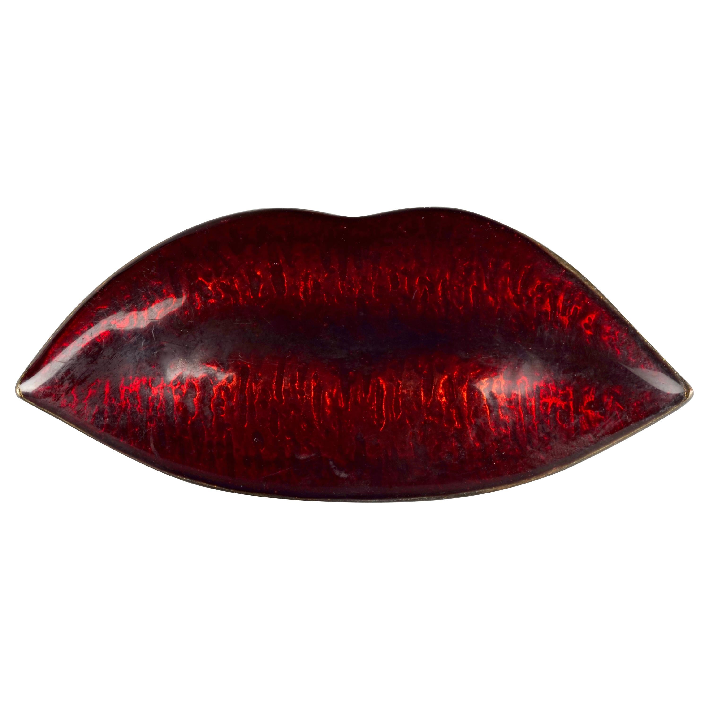 SONIA RYKIEL “Kiss Me” Sultry Red Lips Brooch For Sale