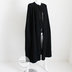 Sonia Rykiel Long Cape Black Lambswool Angora Knit Vintage 1990s