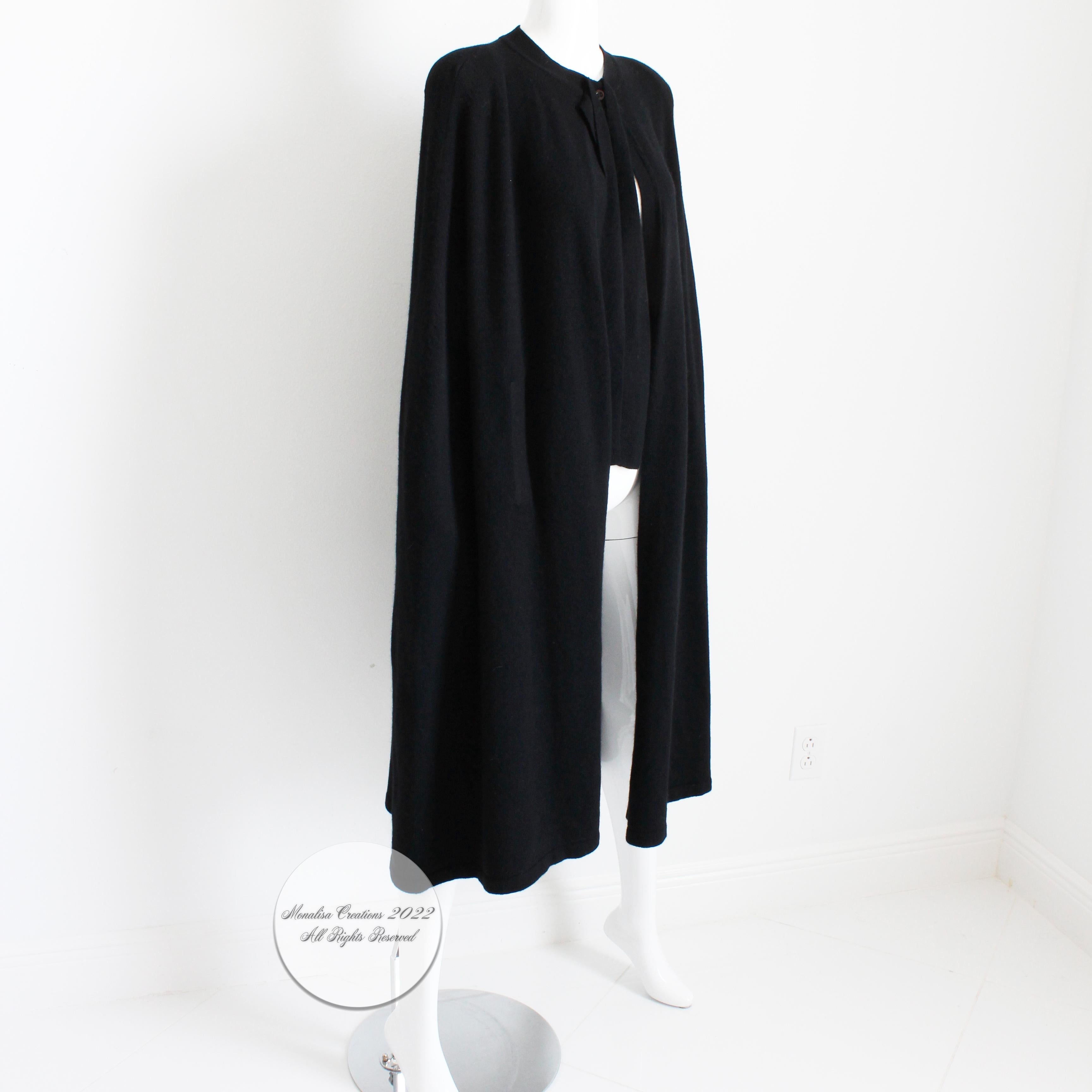 Sonia Rykiel Long Cape Black Lambswool Angora Knit Vintage 1990s  In Good Condition In Port Saint Lucie, FL