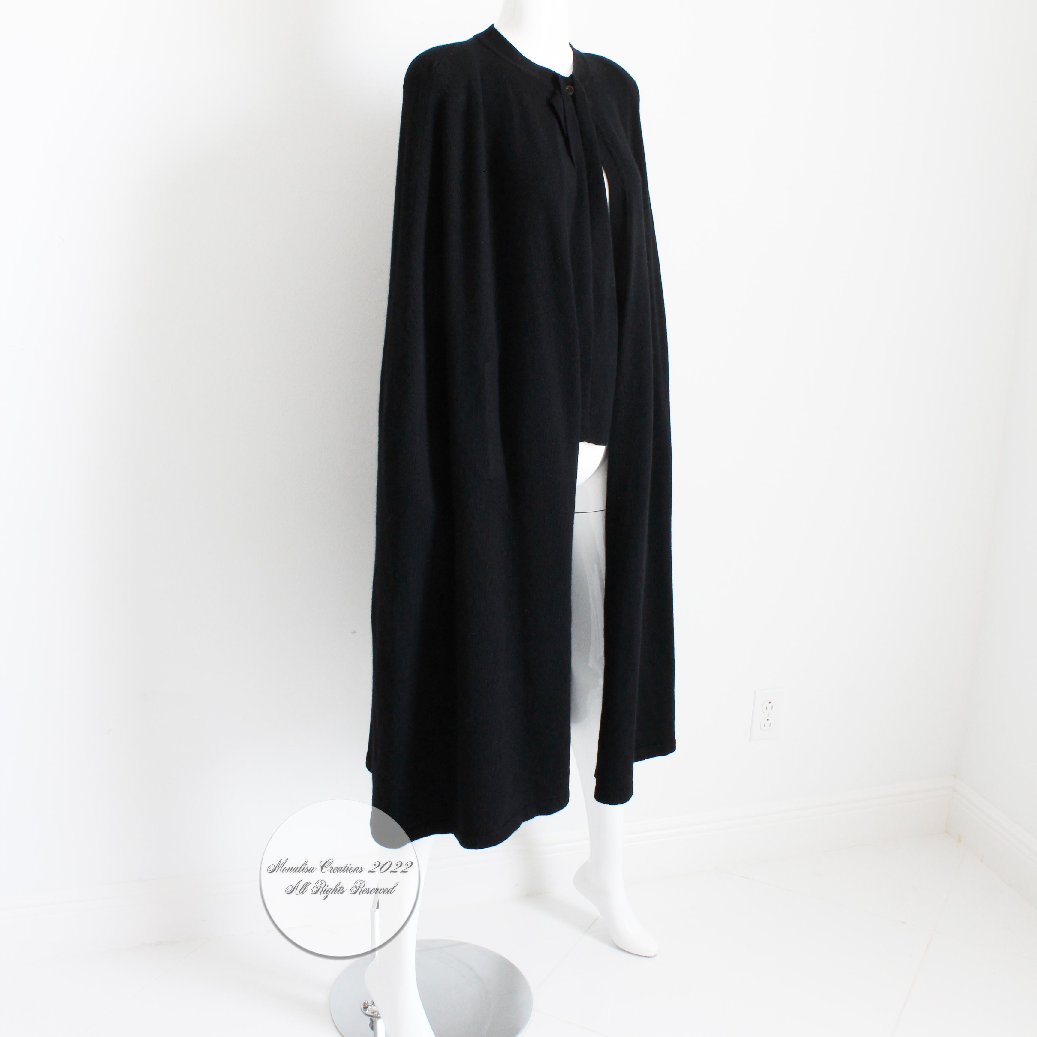 Sonia Rykiel Long Cape Black Lambswool Angora Knit Vintage 1990s In Good Condition In Port Saint Lucie, FL