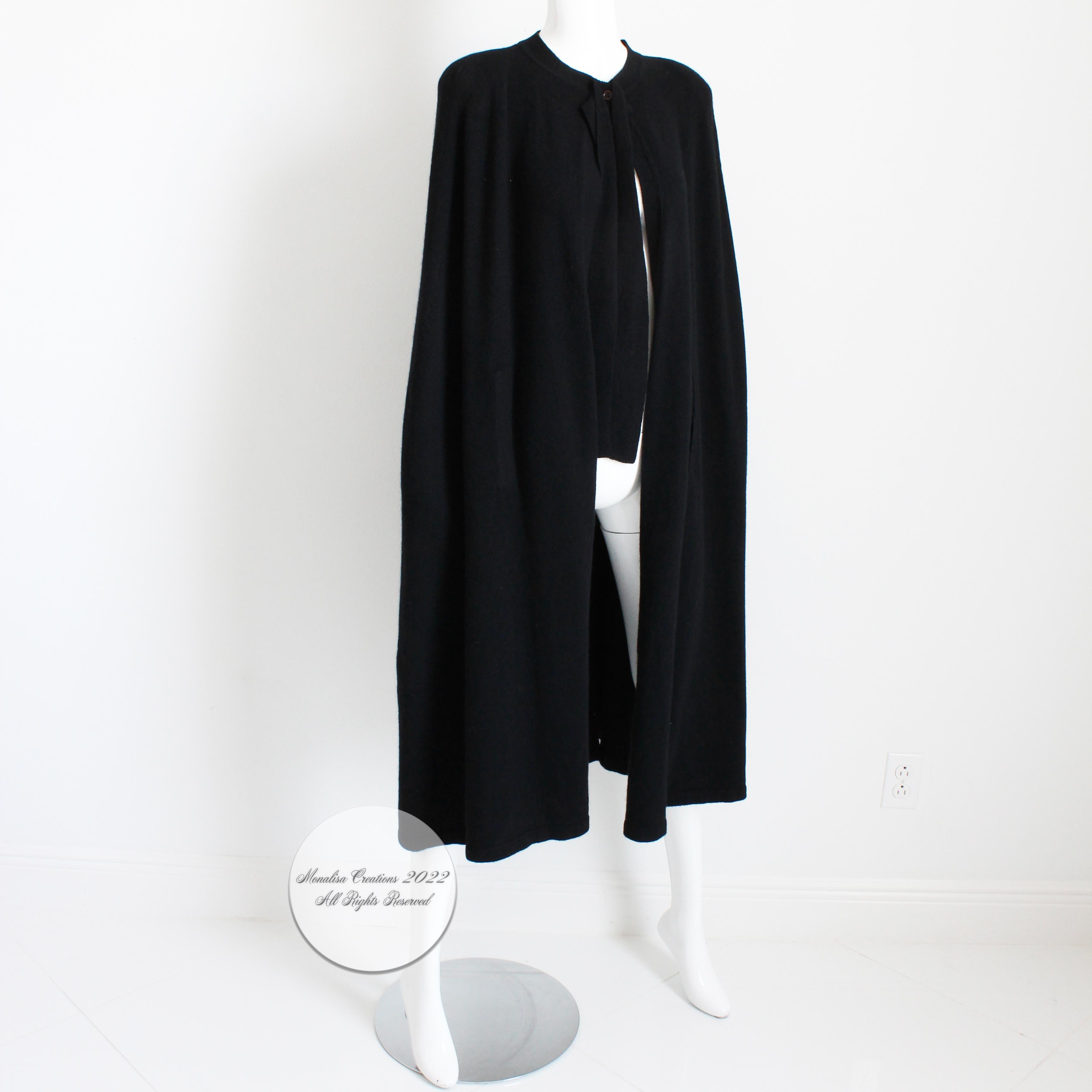 Women's Sonia Rykiel Long Cape Black Lambswool Angora Knit Vintage 1990s 