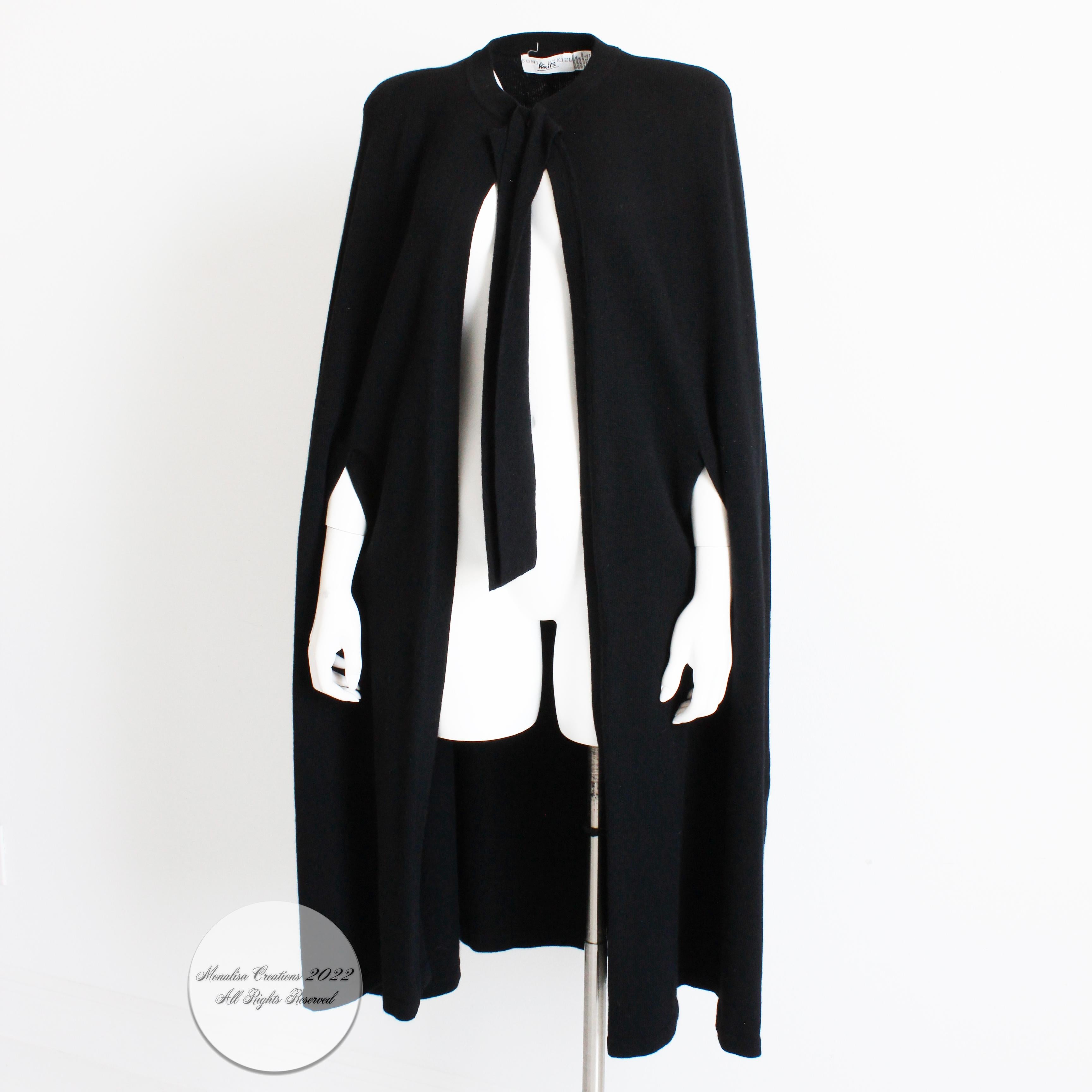 Sonia Rykiel Long Cape Black Lambswool Angora Knit Vintage 1990s  2