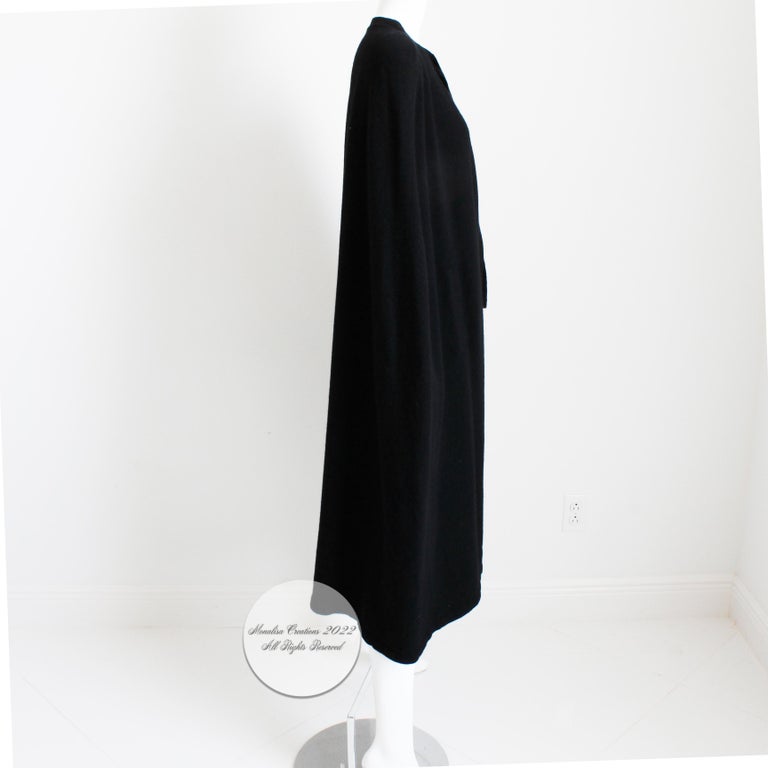 Sonia Rykiel Long Cape Black Lambswool Angora Knit Vintage 1990s For sonia-rykiel-long-cape-black-lambswool-angora-knit-vintage-1990s-for
