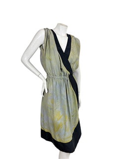Sonia Rykiel Made in France Draped Silk Asymmetric Dress, Size 38