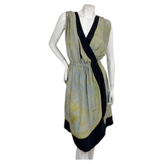 Sonia Rykiel Made in France Draped Silk Asymmetric Dress, Size 38