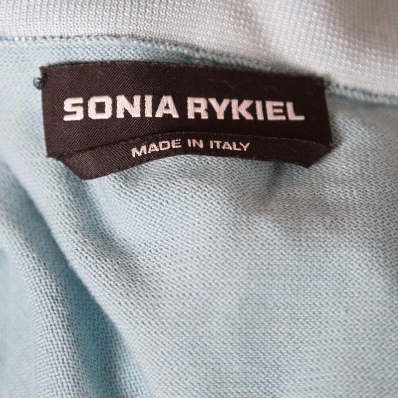 Sonia Rykiel Metallic Blue Ribbed Waist Pleated Midi Skirt S 2