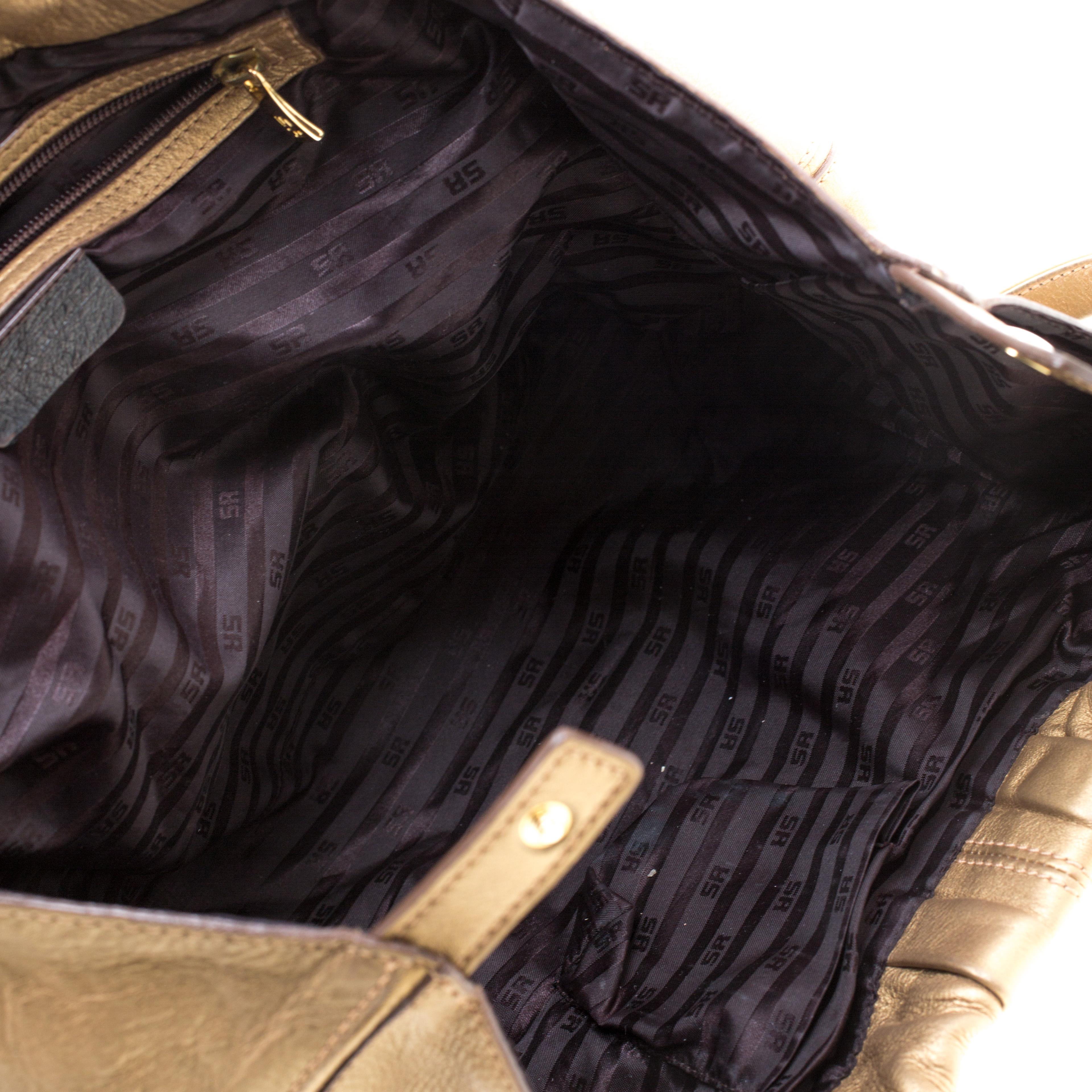 Women's Sonia Rykiel Metallic Gold Leather Studded Shoulder Bag