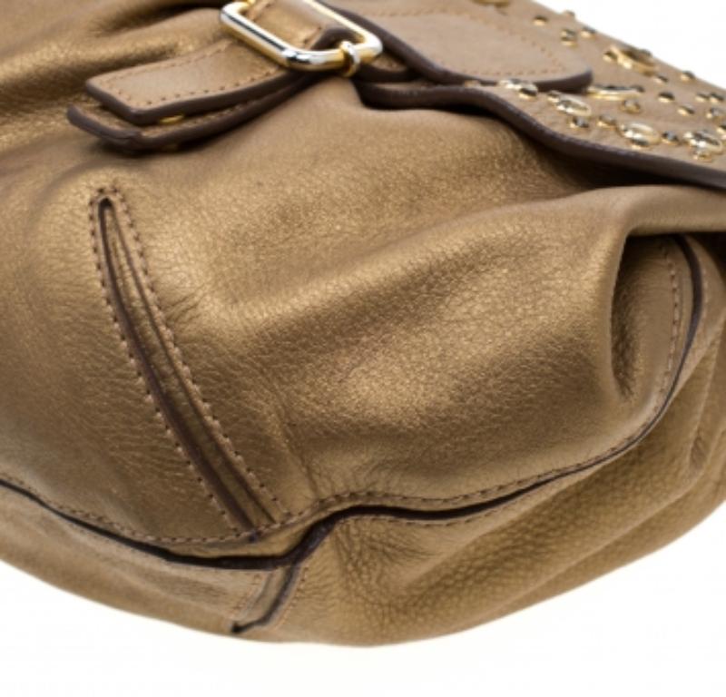 Sonia Rykiel - Borsa a tracolla in pelle con borchie in oro metallizzato in vendita 3