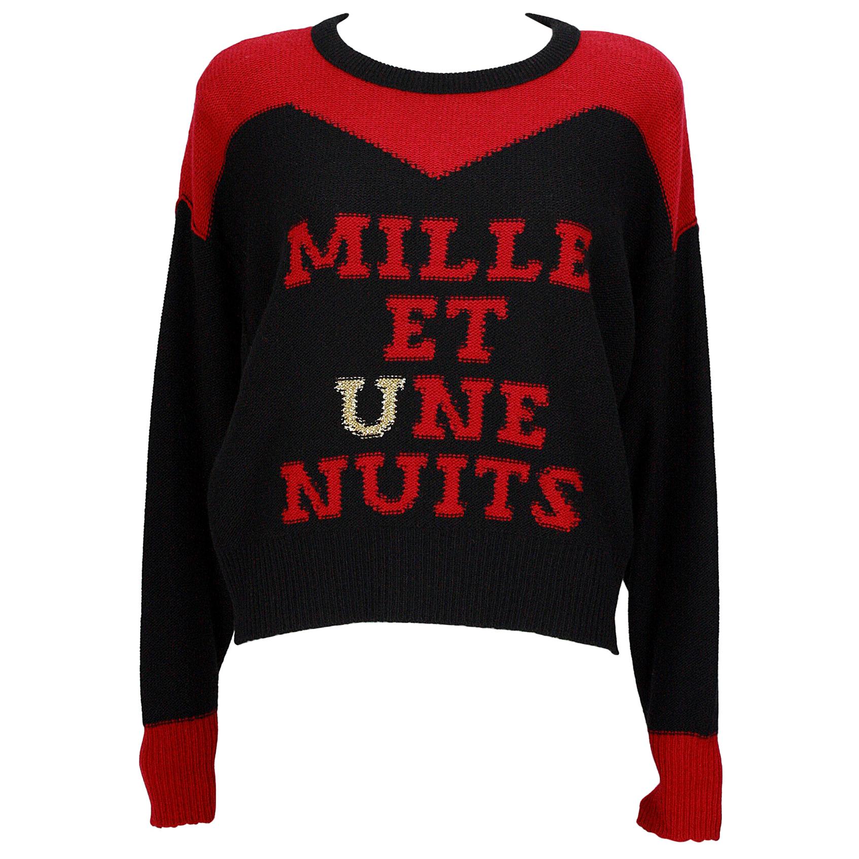 Sonia Rykiel "Mille Et Une Nuits" Red and Black Wool Sweater For Sale